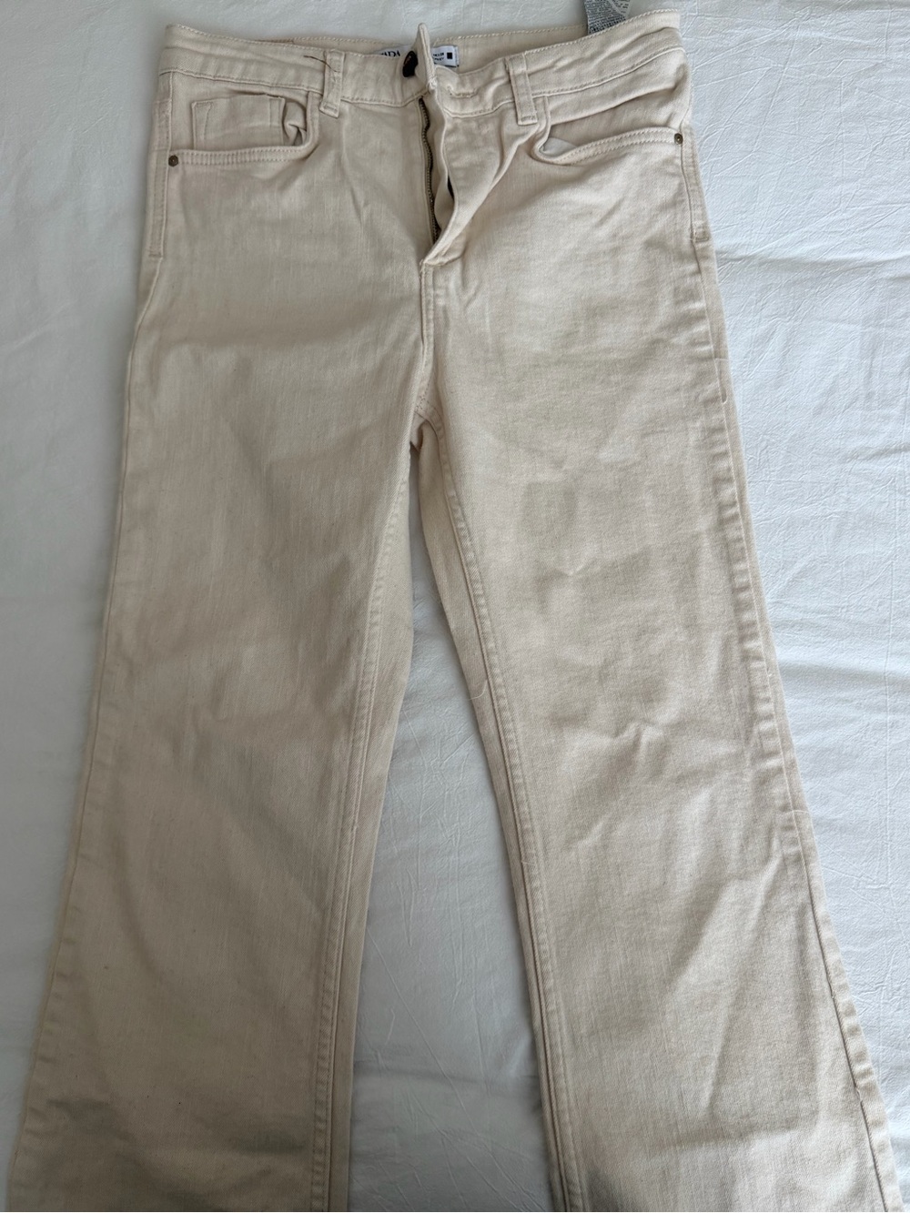 Zara Cream Cropped Slim Fit Jeans